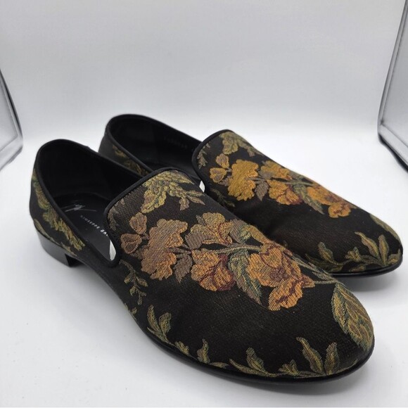 Giuseppe Zanotti Kevin Black Gold Floral Loafers Shoes US10.5 IT 43.5 main image 10